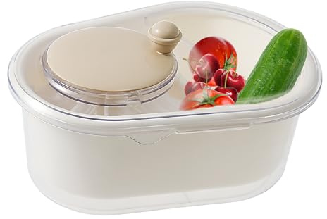 BAODBF Washer Spinner Fruit Washer,Fruchtreiniger Spinner mit Deckel,Hand Obstreiniger-Spinner 32×24×12cm,Obstwäscher mit Sieb und Schüssel,Obst Waschmaschine für Küche