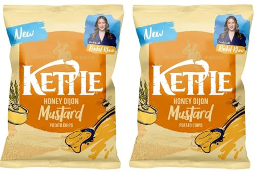 Honey & Dijon Mustard Potato Chips 130g, Pack of 2, 100% British potatoes, Hand Cooked, British Potatoes, Gluten-Free, Suitable for Vegetarians