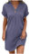 KQIVAM Robe Lin Coton Femme Ete Chic Elegant Tunique Robe Manches Courtes Ample Casuel Couleur Unie Robes avec Boutons Col V Robes De Plage Pas Cher Grandes Tailles Dress pour FêTe Vacances