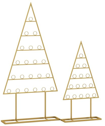 COSTWAY 2 er Set Weihnachtsbaum Kartenhalter, 76 + 112,5 cm Weihnachtskartenhalter mit 36 Rundklammern & Metallrahmen, Displayständer für Karten, Fotos, Fotohalter Weihnachtsdeko für Zuhause, Büro