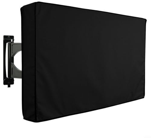 Momfin 1 Piece Outdoor TV Cover 210D Oxford Fabric Waterproof Black Fits 46-48 Inch Flat Screen for Patio and Garden Use(30-32 inches)