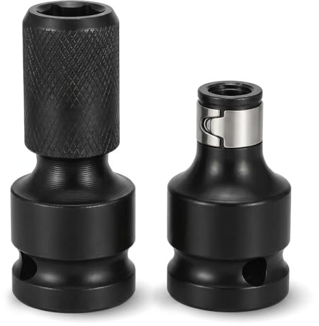 Auravale 2 Stück Schlagschrauber Bit Adapter 1/2 auf 1/4 Zoll Bithalter | 1/2 Vierkantantrieb auf 1/4 Zoll Sechskant Stecknuss Adapter für Schlagratschenschlüssel Schraubendreher Bit-Halter Robust