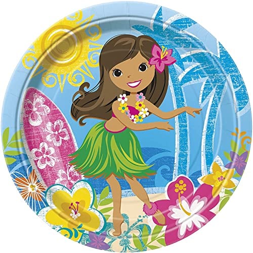 Unique Party 48255 - 23cm Hawaiian Beach Party Plates, Pack of 8