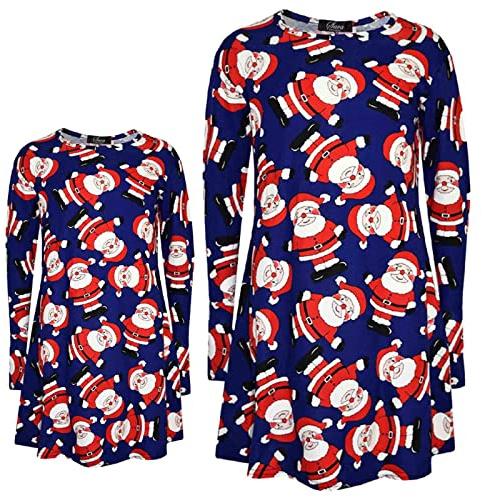 A2Z 4 Kids Girls Xmas Santa Dress Novelty Christmas Santa Long Sleeves Flared Knee Length Xmas Party Gift Fashion Festive Dresses Age 2-13 Years