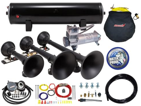 Kleinn Air Horns HK9-Slimline Problaster Ultimate Triple Train Horn Paket – mit Blackhornn, 3-Gal Tank und 150 PSI Heavy Duty Sealed Air System