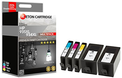 5 Original Reton Druckerpatronen | 20% höhere Druckleistung | kompatibel zu HP 934XL 935XL für HP Officejet 6810, 6812, 6815, 6822, Pro 6230, Pro 6820, Pro 6830, Pro 6835
