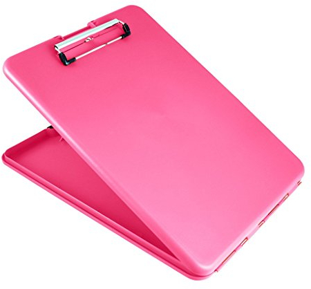 Läufer 55806 SlimMate Portable Desktop Klemmbrett mit Innenfach, für DIN A4 besonders flach, abgerundete Ecken, oben öffnend, Kunststoff, pink