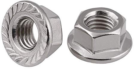 Stainless Steel Serrated Hex Flange Nuts Locknuts 50 Pcs (M6)
