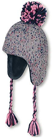 Sterntaler Inka-Mütze für Mädchen mit Bommel und passenden Zopfbändern, Alter: 6-9 Monate, Größe: 45, Grau/Blau