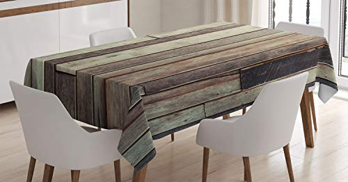 ABAKUHAUS Hölzern Tischdecke, American Western Stil, Pflegeleicht Waschbar Schmutzabweisend und mit Klaren Farben Hochwertiger Druck, 140 x 200 cm, Braun