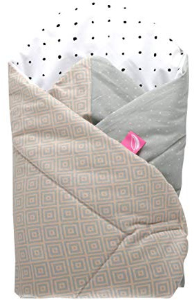 Einschlagdecke, Babyhörnchen, Babynest mit KOKOS Inlay, mit antiallergischer Füllung, Öko-Tex Standard 100 - Quadrate apricot