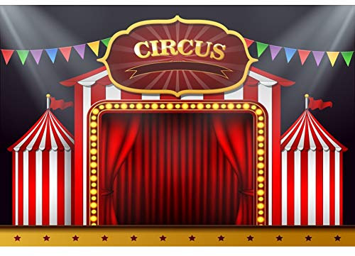 YongFoto 1,5x1m Vinyl Hintergrund für Fotografie ca. Zirkuszelt Banner Zirkus Babyparty Hintergrund Event Party Dekoration Hochformat Fotoshooting Studio Foto Requisiten