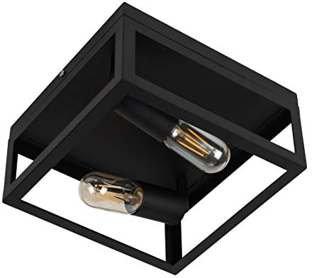 MiniSun | Industrial Steampunk Style Black 2 Way Caged Ceiling Light | Pendant Lights, Home Décor & Improvement Essential | Mains Wired