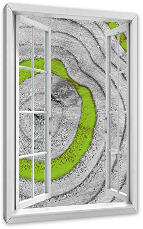 Pixxprint Impression sur Toile Motif Cercles Verts Noir/Blanc, 80 x 60 cm