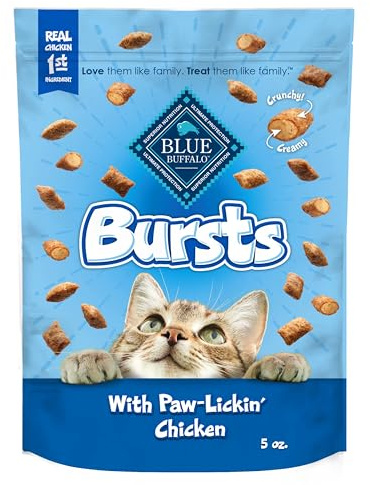 Blue Buffalo Bursts Crunchy & Creamy Cat Treats, Great for Training, Paw-Lickin' Chicken, 5-oz Bag