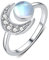 Mondstein Ring 925 Sterling Silber Ringe Mond Regenbogen Mondstein Verstellbare Offener Ring für Damen/Mutter/Tochter/Mädchen