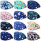 12 Pezzi Cappelli Bouffant con Bottoni Stampati Colorati Berretti Allacciati Indietro con Fascia per Donna Uomo