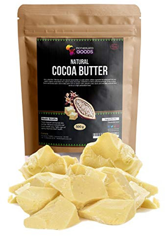 MOTHERLAND GOODS Natürliche Kakaobutter Chunks - Ultimate Raw Body Butter - Perfekt für DIY und Handwerk Projekte - Bio Butter hält Narben fern - Premium Rohbutter aus Ghana, Westafrika (16 oz)