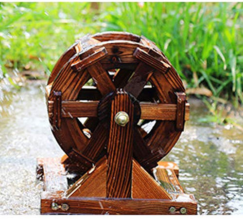 Tauzveok Waterwheel Fountain Patio Garden Water Feature Feng Shui Wheel Yard Outdoor Decorative Water Pump 20Cm Water Feature Fountain Pump without Drainage Bracket,Brown,20CM