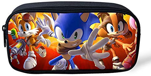 Sonic Federmäppchen Mäppchen The Hegehog Große Kapazität Mäppchen Stiftetasche Pencil Case Bleistift Tasche Briefpapier Beutel für Kinder Junge Mädchen Schule Zuhause Büro Lieferungen Speicher-Beutel
