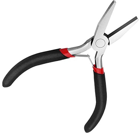 FENGWANGLI Flat Nose Pliers Ergonomic for Jewelry Making Wire Bending Straightening Ring Opening Cutting, 5 Inch, Black