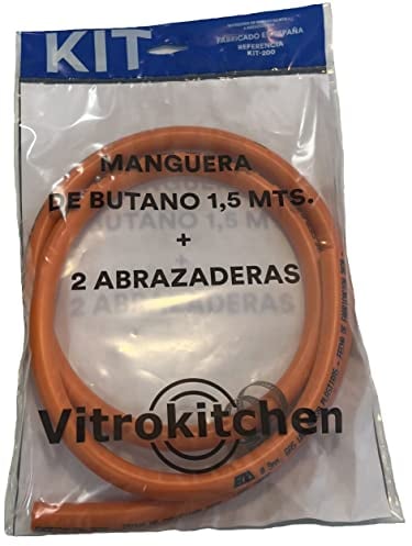 Vitrokitchen Butangas-Schlauch-Set, 1,5 m, mit 2 Schellen
