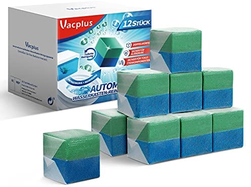 Vacplus WC Reiniger Duo-Aktiv Reinigungswürfel für Wasserkästen, 12 Stück, extra stark, verhindert Kalk & Schmutz
