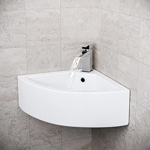 Tulla 670 x 470mm Cloakroom Large Quarter Circle Corner Wall Hung Basin Sink