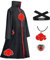 Akatsuki Mantel für Kinder Erwachsener Unisex Cosplay Kostüm, Cosplay Halloween Party Kostüm Umhang mit Stirnband und Ring (SET 4, M)