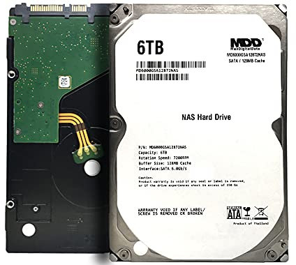 MaxDigitalData 6 TB 7200 RPM 128 MB caché SATA 6.0 Gb/s 3.5 disco duro interno para almacenamiento en red NAS (MD6000GSA12872NAS) - 3 años de garantía