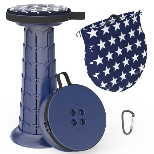Portable Telescopic Stools Collapsible Stool with Cushion Retractable Folding Stool Lightweight Seat with 448lbs Load Capacity for Camping,Hiking,Fishing,Queue