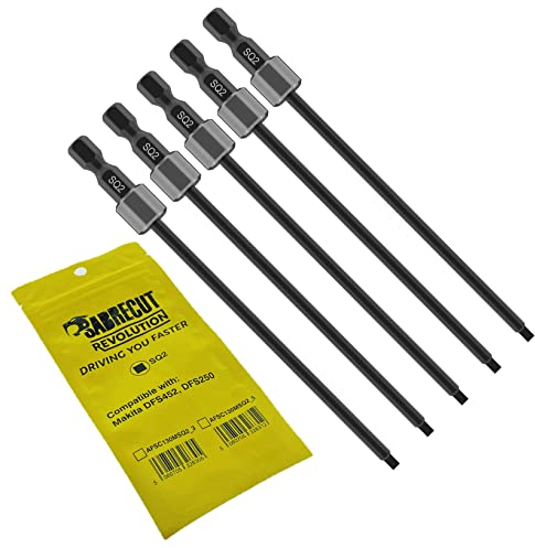 5 x SabreCut AFSC130MSQ2_5 130mm SQ2 Compatible with Makita DFS250 DFS452 199155-7 Autofeed Collated Drywall Screwdriver Gun Bit Single Ended Square Heavy Duty