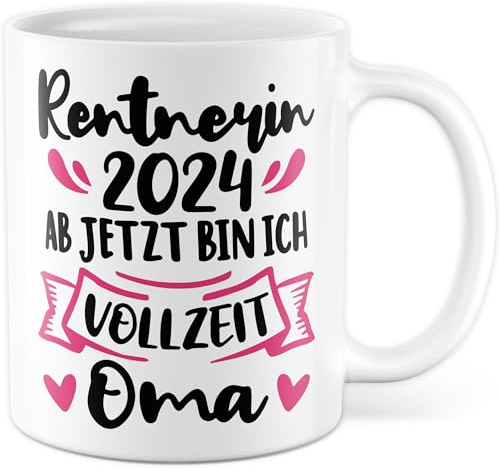 Tasse Rente 2025 Oma, Rentnerin Geschenke Frau lustig, Kaffeetasse Renteneintritt Ruhestand Geschenkidee Kleinigkeit Pensionierung Großmutter Kaffee-Becher