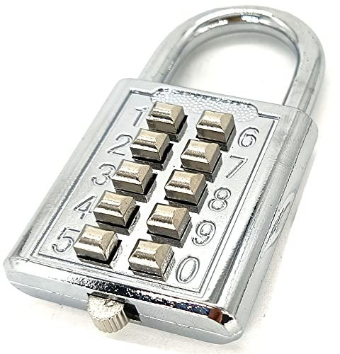 Mioni Cadenas à combinaison à 10 chiffres, mécanisme de verrouillage à 5 chiffres, bleu (argent)