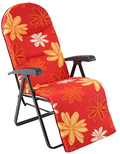 PATIO Garten Liegestuhl mit Fußteil Galaxy Plus mit Polster verstellbar 28 Positionen bis 110kg belastbar für Garten Terrasse Camping