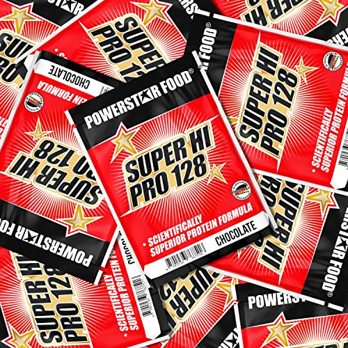 Powerstar SUPER HI PRO 128 Probierpaket 10x30g - 84% Protein Low Carb | Mehrkomponenten Protein Proben - Höchstmögliche biologische Wertigkeit - Deutsche Herstellung - Verschiedene Sorten