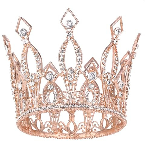 Rhinestone Crown Cake Topper Birthday Party Wedding Decor Supply for Women Lady Girl Bridal Wedding Themed Baby Shower Decorations Birthday Party (Rose Gold)