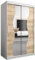 KRYSPOL Schwebetürenschrank Madryt 120 cm mit Spiegel Kleiderschrank mit Kleiderstange und Einlegeboden Schlafzimmer- Wohnzimmerschrank Schiebetüren Modern Design (Weiß + Sonoma)