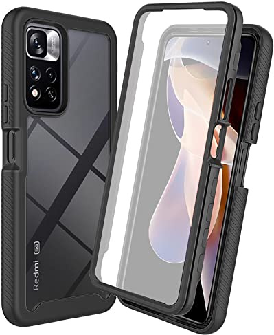 XINYEXIN 360 Hülle für Xiaomi Redmi Note 11 Pro Plus 5G/11 Pro+ 5G | 360° Rundumschutz Handyhülle, Integrierter Displayschutz, Stoßfest, Transparente Rückseite, Robuster Bumper, Dunkelblau