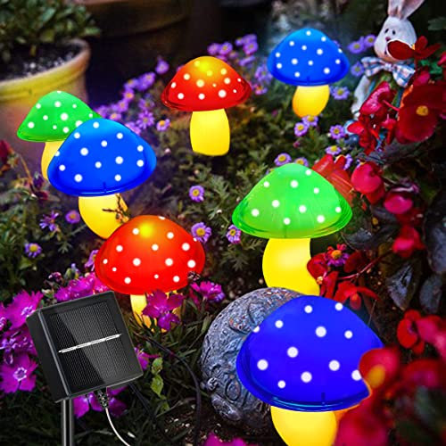 SIMSPEAR Solar Lights Mushroom Garden Outdoor Lights, Powered Ornaments 8 Modes Waterproof for Decor Yard Lawn Pathway Walkway Christmas, Multicolor (SML002)