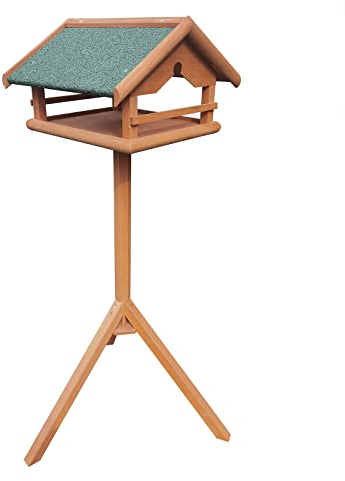 Toboli Vogelfutterhaus 119 cm mit Ständer, Vogelhaus aus Holz, wetterfestes Vogelfutterhäuschen mit Dreifuß, Futterhäuschen für Vögel