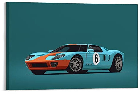 ZONDER Sportauto-Poster für Ford GT40 Rennauto, Supercar, Hyperauto, dekoratives Gemälde, Leinwand, Wandposter und Kunstbild, Druck, modernes Familien-Schlafzimmer, Dekoration, Poster, 20 x 30 cm