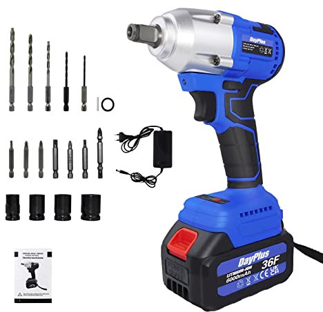 BRIEFNESS Akku-Schlagschrauber 21V, 420N.m, wiederaufladbar, 2900rmp, Schnellladegerät, 6.0Ah Li-Ion Akku, 4 Steckschlüssel, Bohrer und Koffer
