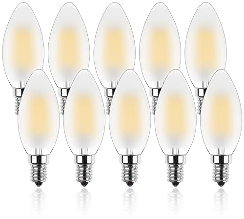 ProCrus E14 Dimmable Vintage LED Light Bulb,4W LED Candle Light Bulbs,2700K Warm White,Small Edison Screw Candelabra SES LED Bulb,Replaces 35 Watt,for Chandelier,Matt,Pack of 10