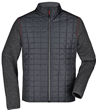 James & Nicholson Herren Melange Strickfleece Hybridjacke - Jacke aus Strickfleece mit Stehkragen in Melange-Optik