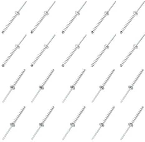 QUARKZMAN 20 Stück Offene Endniete 4mm x 40mm Blindniete Silberton | Aluminium Stahl, Für Metall und Kunststoff und Leder