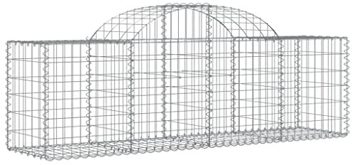 vidaXL Arched Gabion Baskets (20 pcs) Made of Galvanised Iron, Perfect for Outdoor Use, Inclusive of Gabion Hooks, Silver - 200x50x60/80 cm