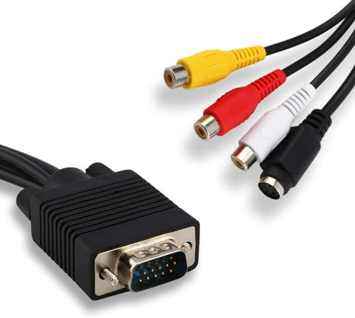 Câble Convertisseur VGA SVGA vers S Vidéo AV TV pour Ordinateur Portable