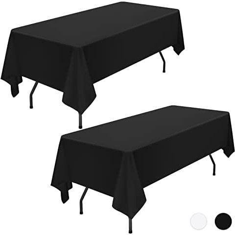 Showgeous 2 Stück Tischdecke Schwarz Tischdecken 153×320cm Rechteckige Tischdecke aus Polyestergewebe Waschbare Tischdecke Tischtuch für Restaurant Buffetpartys und Camping