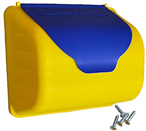 Boîte aux lettres pour enfant au choix vert, gris ou rouge jaune, accessoires pour maison de jeu pour enfants, cabane dans les arbres, tour d'escalade ou tour de jeu (bleu jaune)